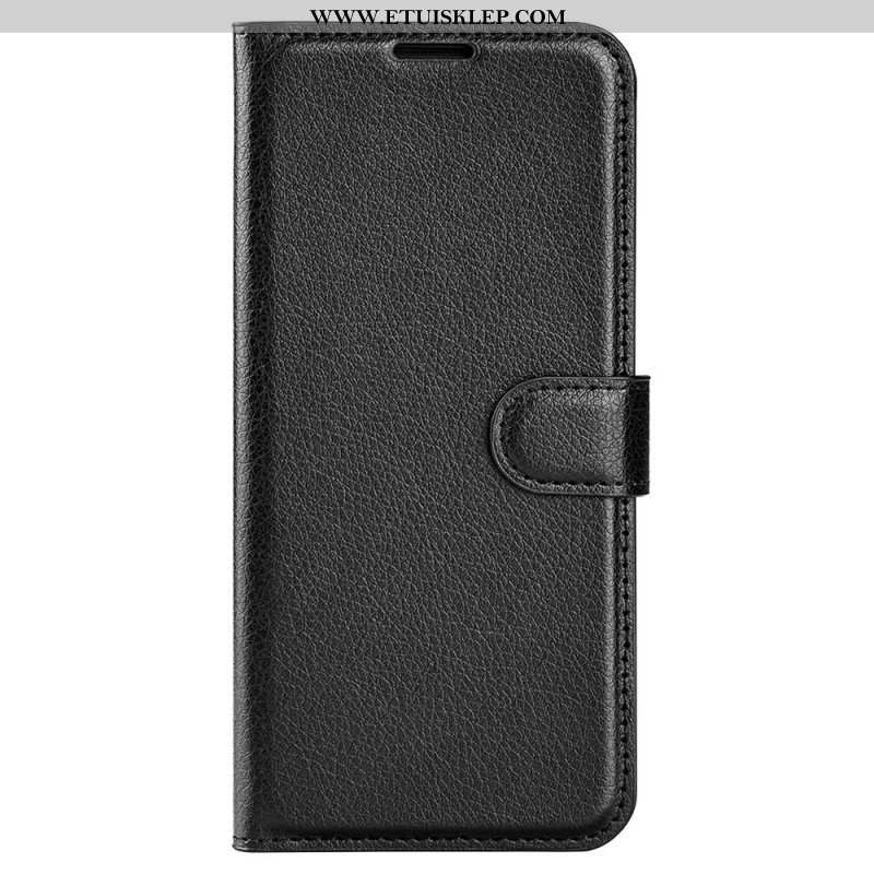 Etui Folio do iPhone 15 Pro Max Klasyczna Sztuczna Skóra Litchi